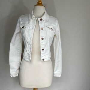 Vintage Juniors See Thru Soul Off White Button Denim Jacket Size XS Streetwear